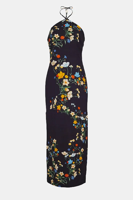 Davis Dress in Black Pressed Flowers