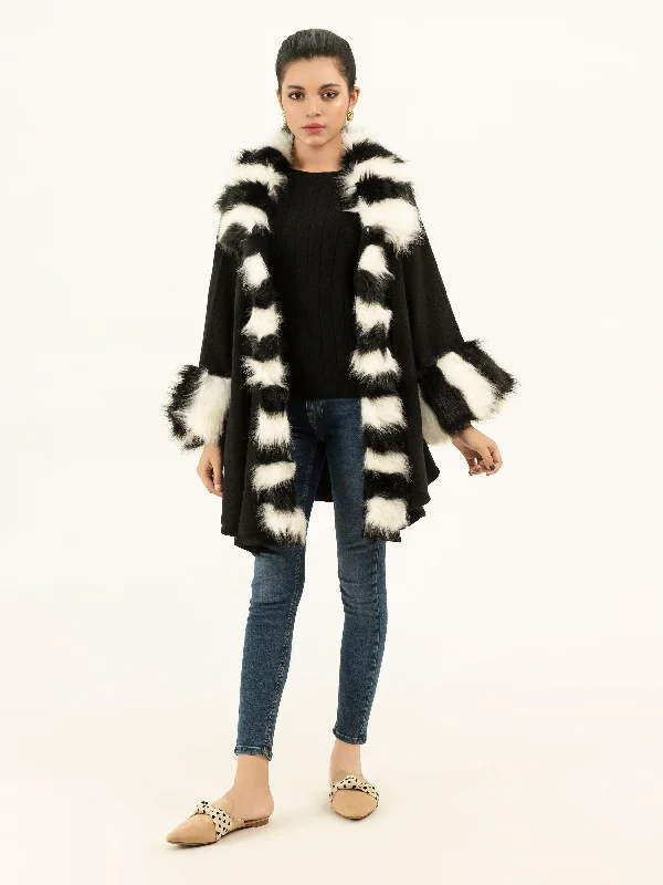 Two Tone Fur Cape Shawl